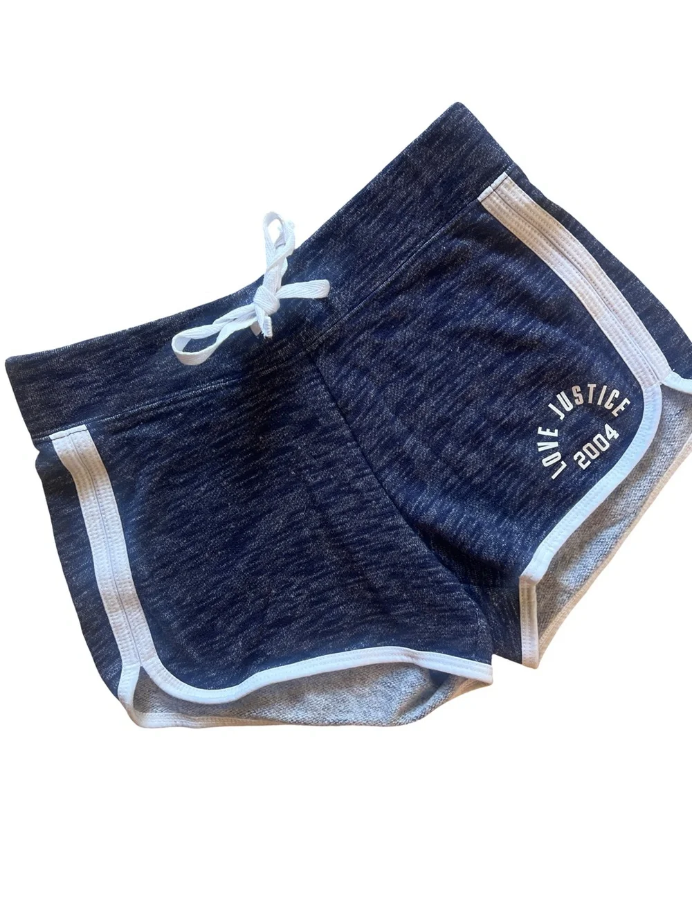 Justice Navy Heather Athletic Shorts with White Trim